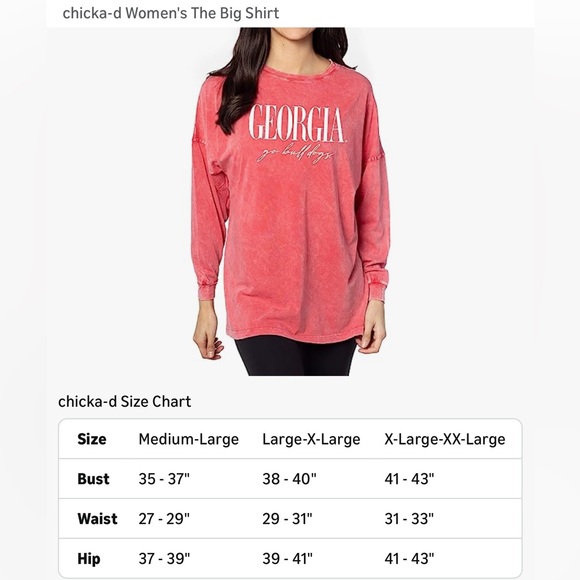 🪗Chicka-d Georgia Bulldogs Women's cardinal color Long Sleeve Top size L NWT - Picture 2 of 11